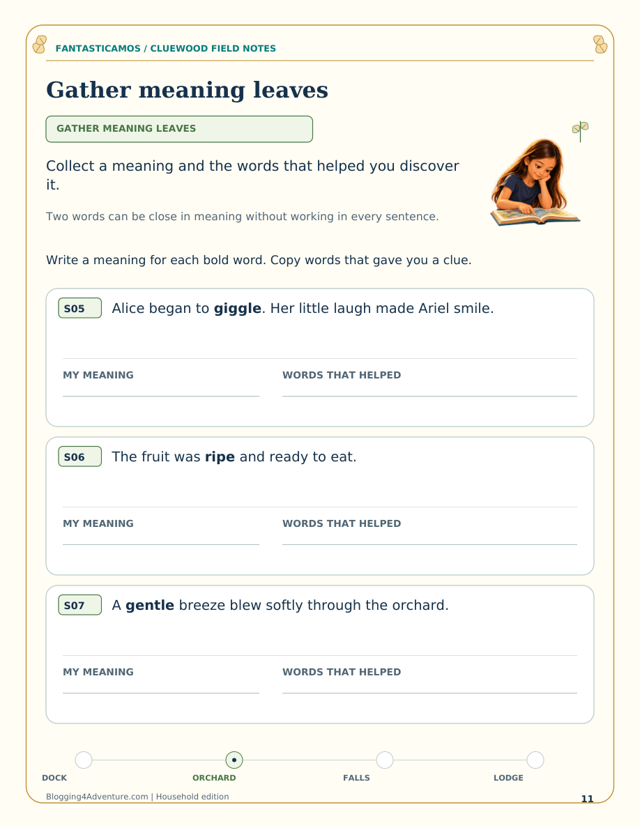 Fantasticamos Cluewood Crossing: The Missing-Meaning Rescue (Grade 2)