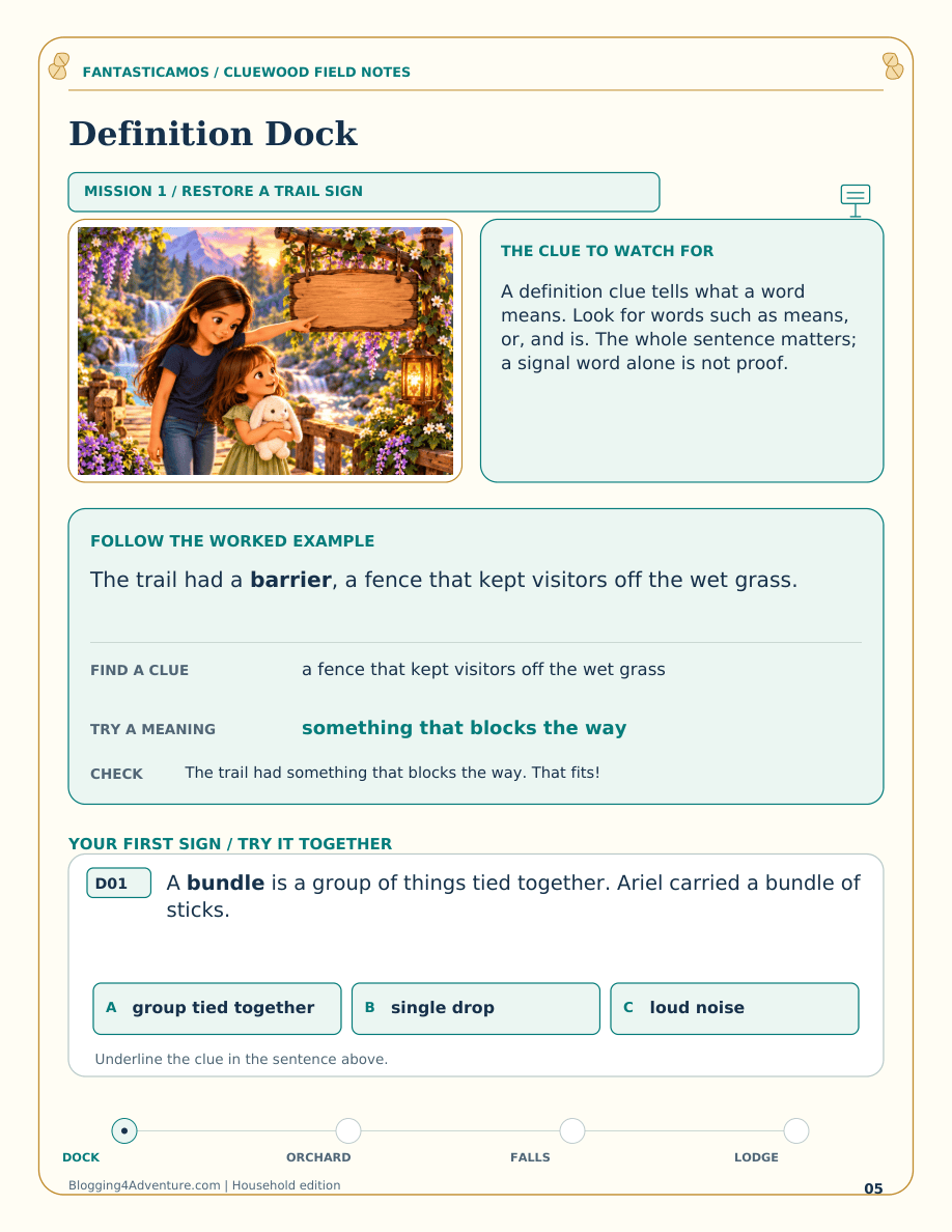 Fantasticamos Cluewood Crossing: The Missing-Meaning Rescue (Grade 2)