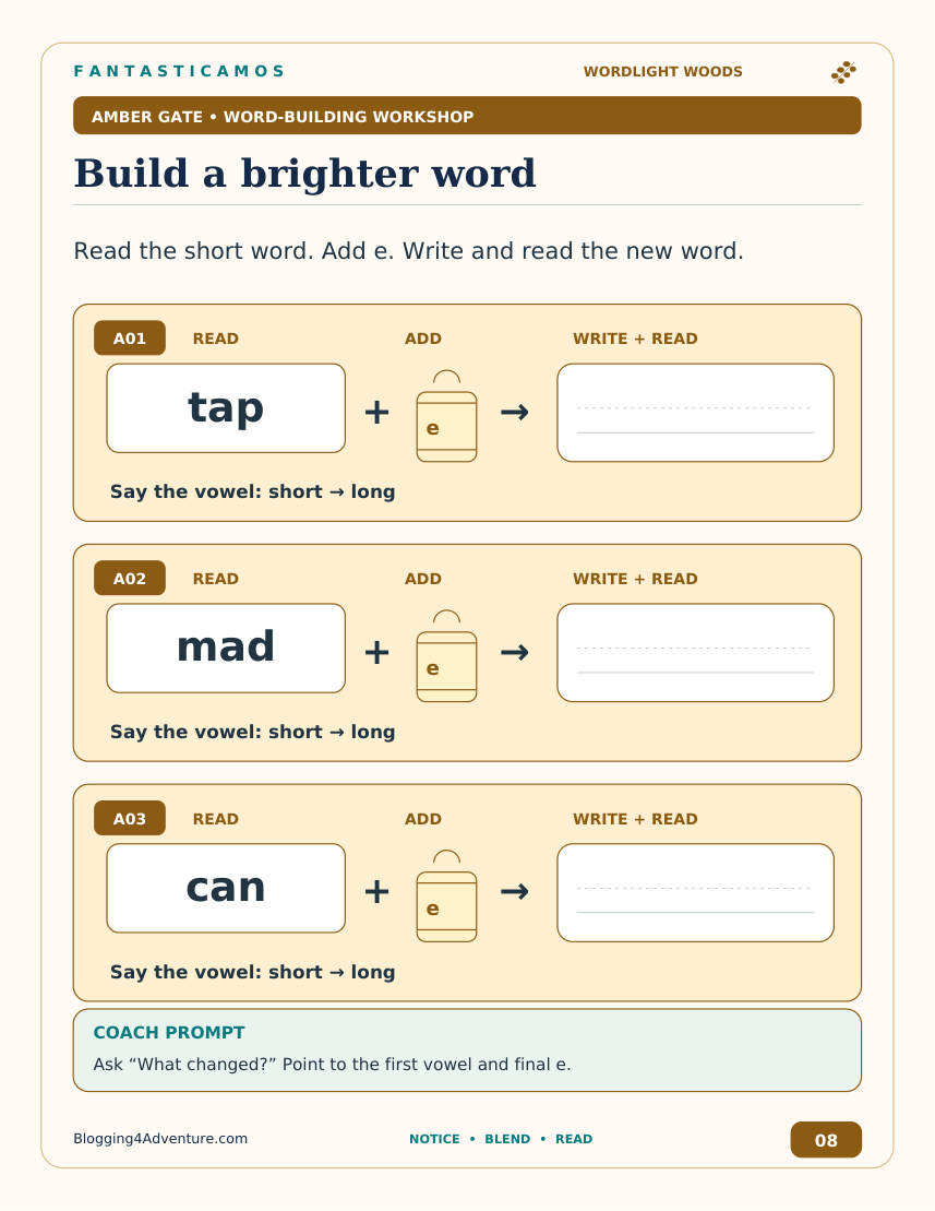 Fantasticamos Wordlight Woods: The Silent-e Lantern Rescue (Grade 1)