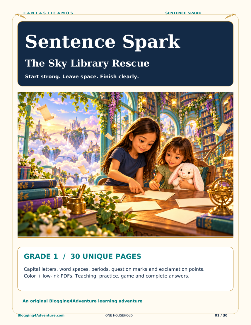 Fantasticamos Sentence Spark: The Sky Library Rescue (Grade 1)