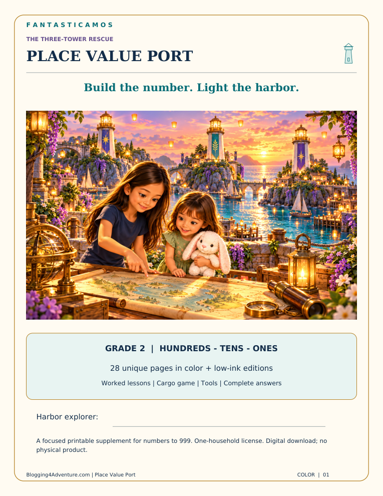 Fantasticamos Place Value Port: The Three-Tower Rescue (Grade 2)
