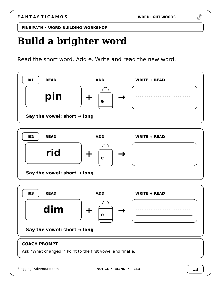 Fantasticamos Wordlight Woods: The Silent-e Lantern Rescue (Grade 1)