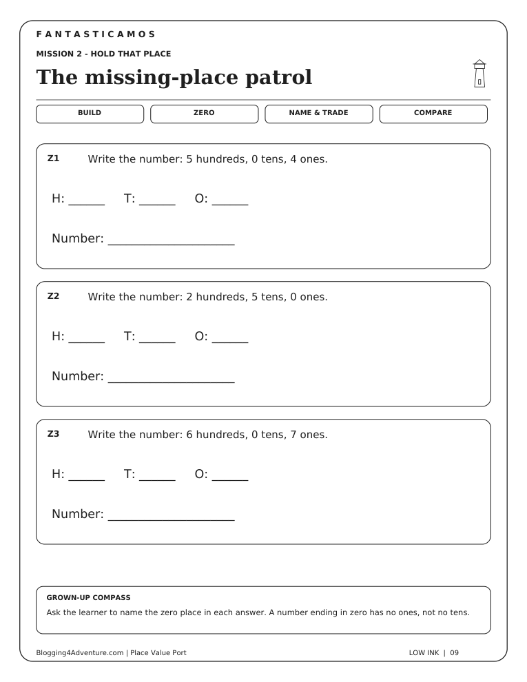 Fantasticamos Place Value Port: The Three-Tower Rescue (Grade 2)