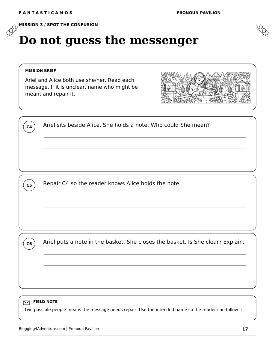 Fantasticamos Pronoun Pavilion: The Clear-Message Rescue (Grade 2)