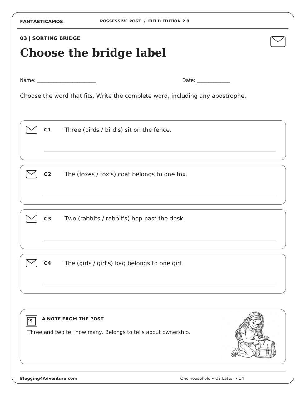 Fantasticamos Possessive Post: The Lost-and-Found Rescue (Grade 2)