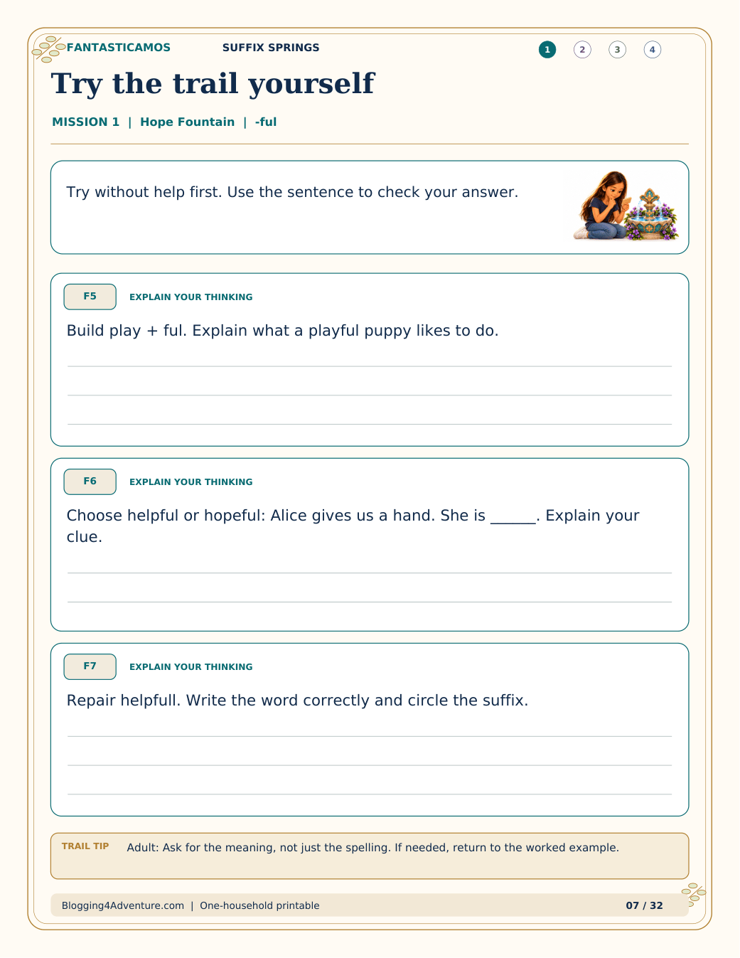 Fantasticamos Suffix Springs: The Four-Fountain Rescue (Grade 2)