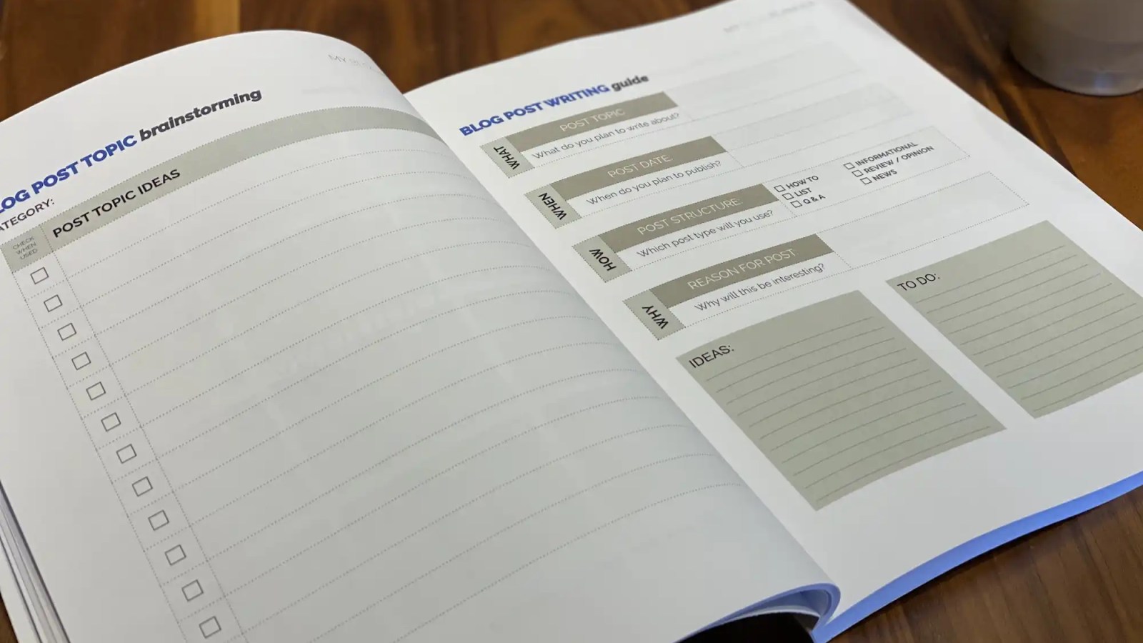 Your new Blog Planner includes terrific worksheets for brainstorming blog posts.