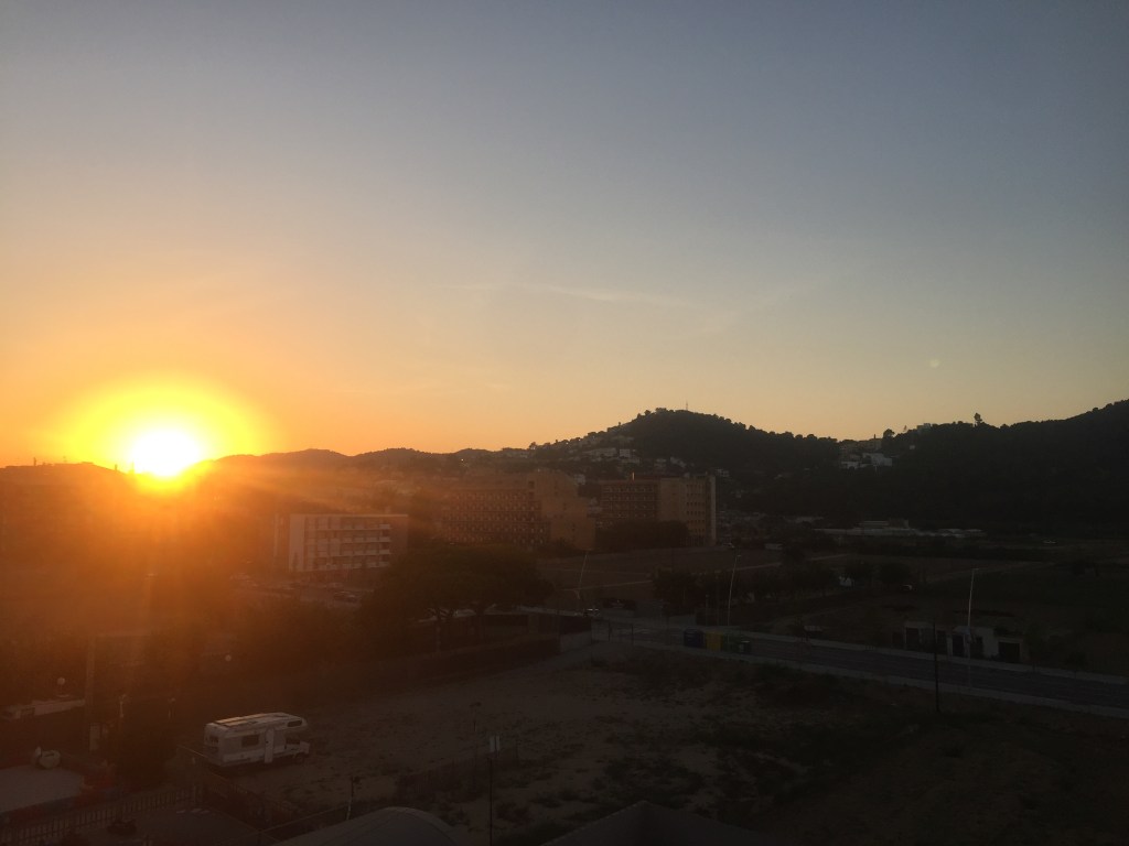 Sunset at Malgrat de mar from hotel balcony 