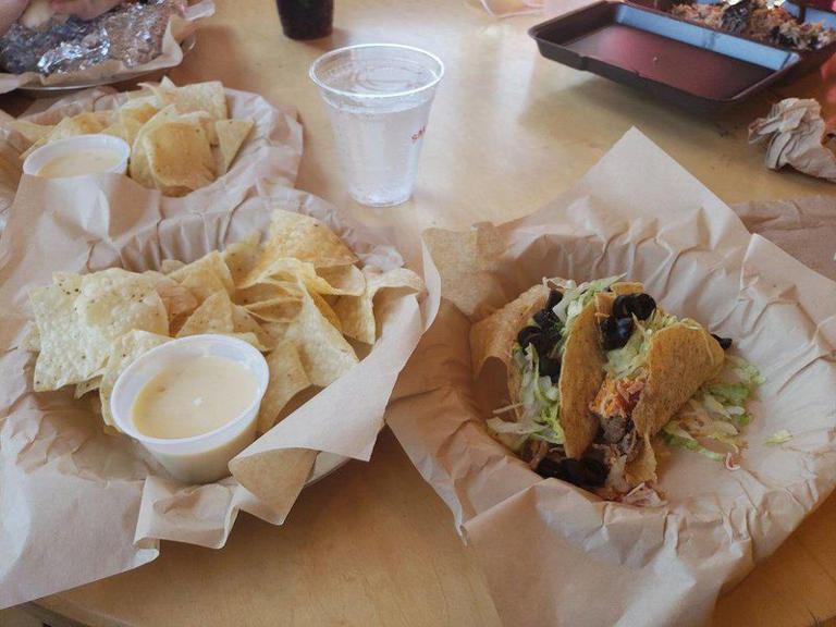 Tacos and chips from Salsarita's Tacos and chips from Salsarita's