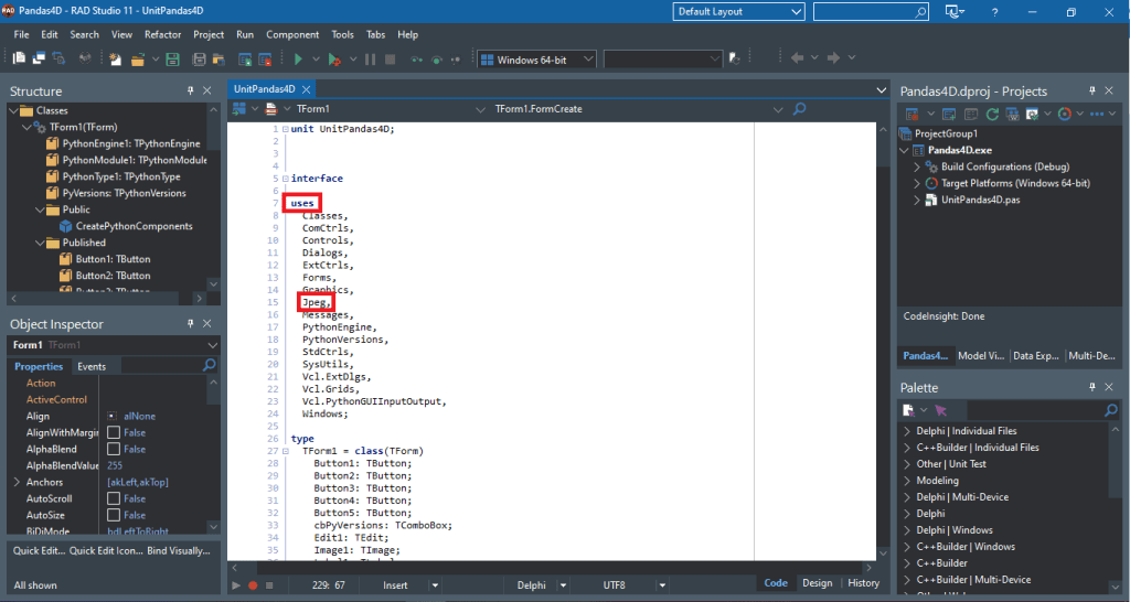 gui for pandas uses lists