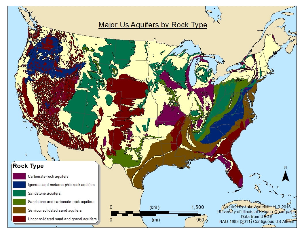 National Groundwater Awareness Week Center For Earth And Major US Aquifers By Rock Type 