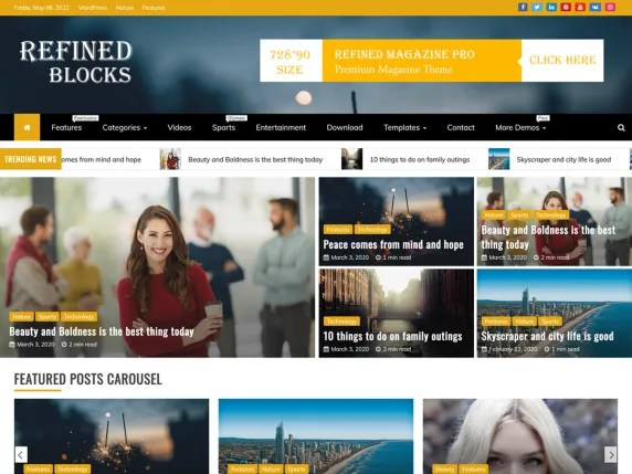 Free Refined Blocks WordPress Magazine Theme - Blogwings