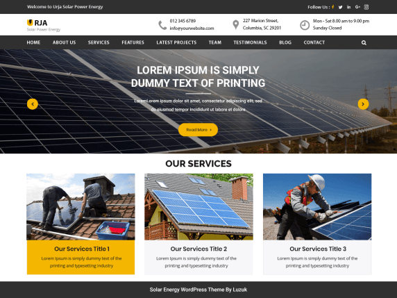 Free Urja Solar Energy WordPress Theme - Blogwings
