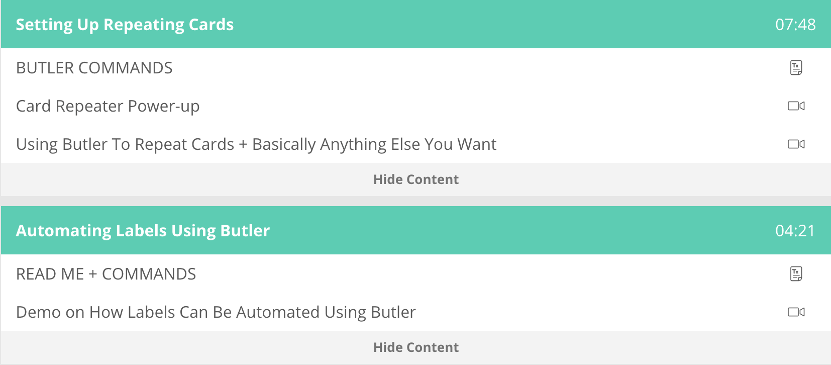 Trello workflows & automations course