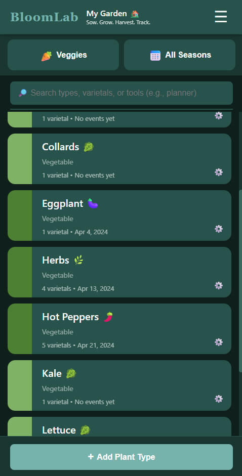 Bloomlab Garden Tracker
