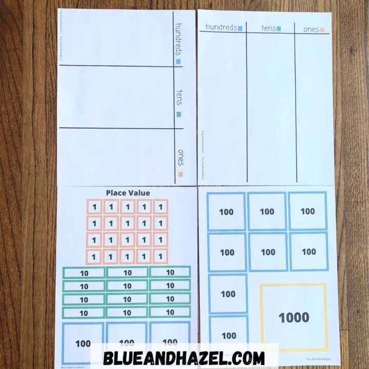 place value chart printable blue and hazel