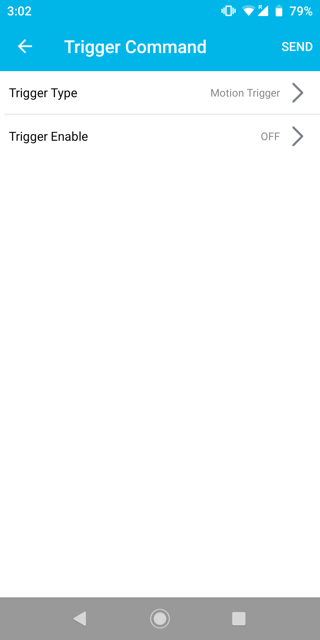 Android trigger command motion trigger disabled Blue Charm Beacons