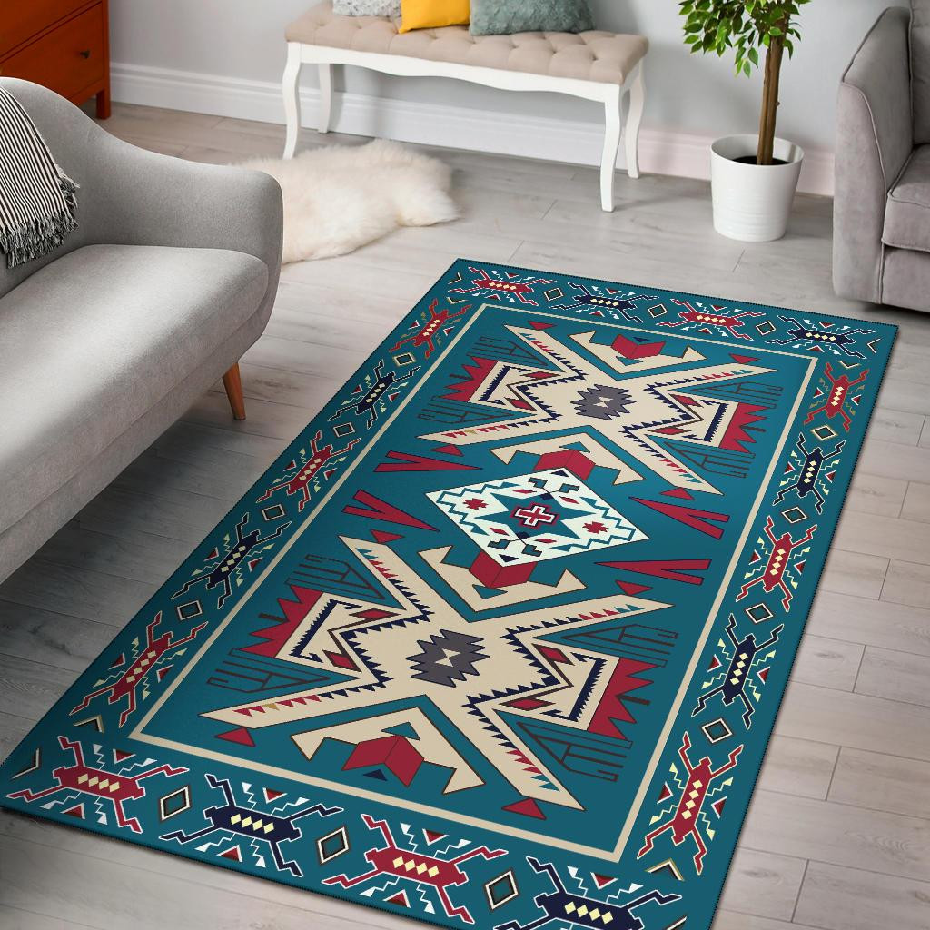 Personalized Blue Native American Area Rugs Bluefink