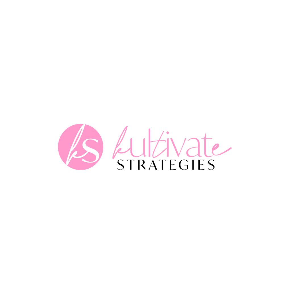 Logo of Kultivate Strategies featuring the initials 'KS' in a pink circle, with the word 'kultivate' in pink cursive font and 'STRATEGIES' in bold black.