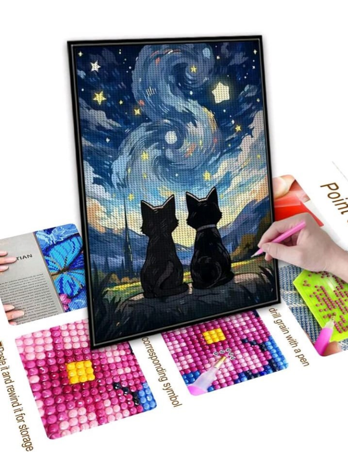 Diamond Dot: 2 Cats in the Night Sky 2