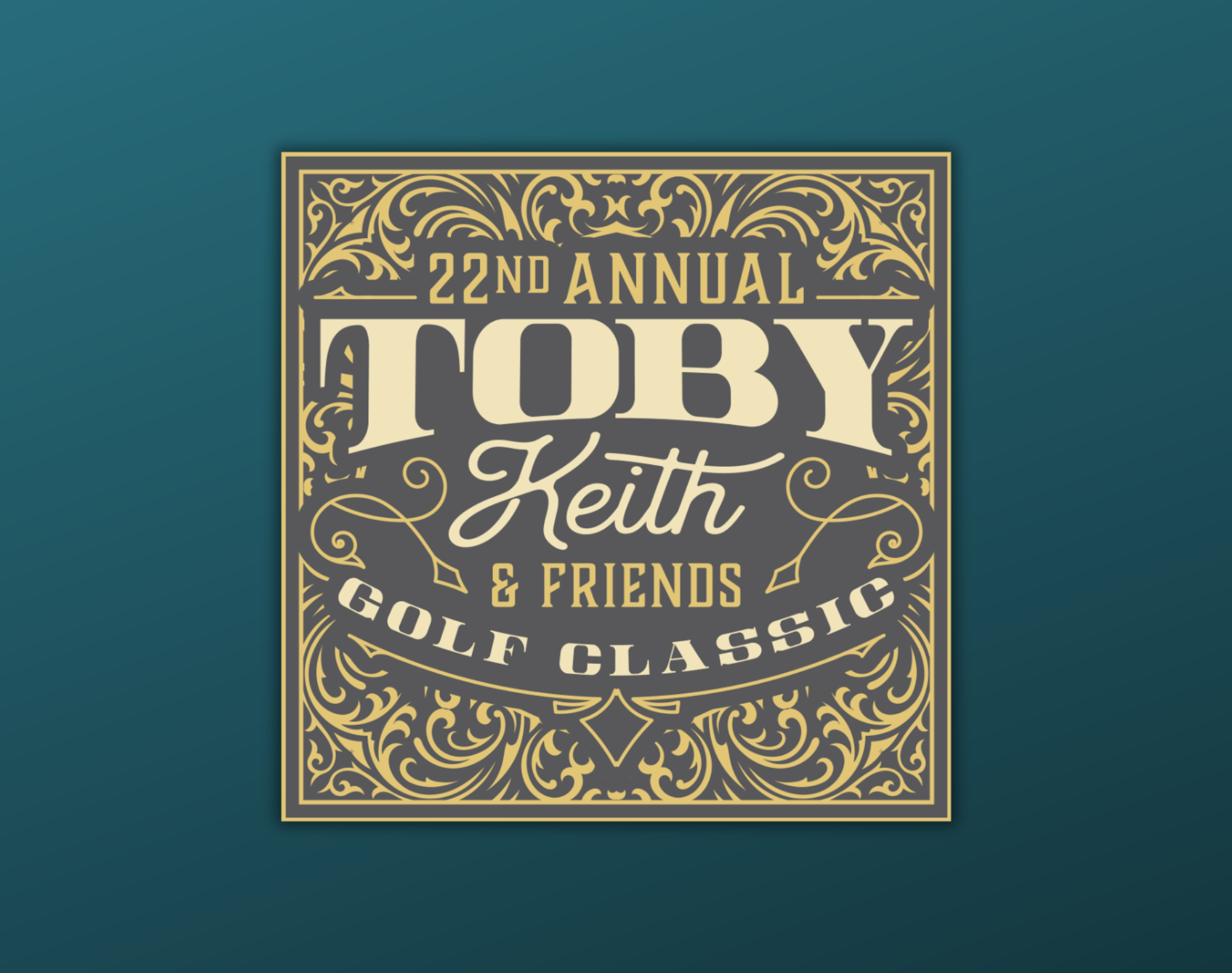 Decorative vintage poster announcing the 22nd Annual Toby Heath & Friends Golf Classic.