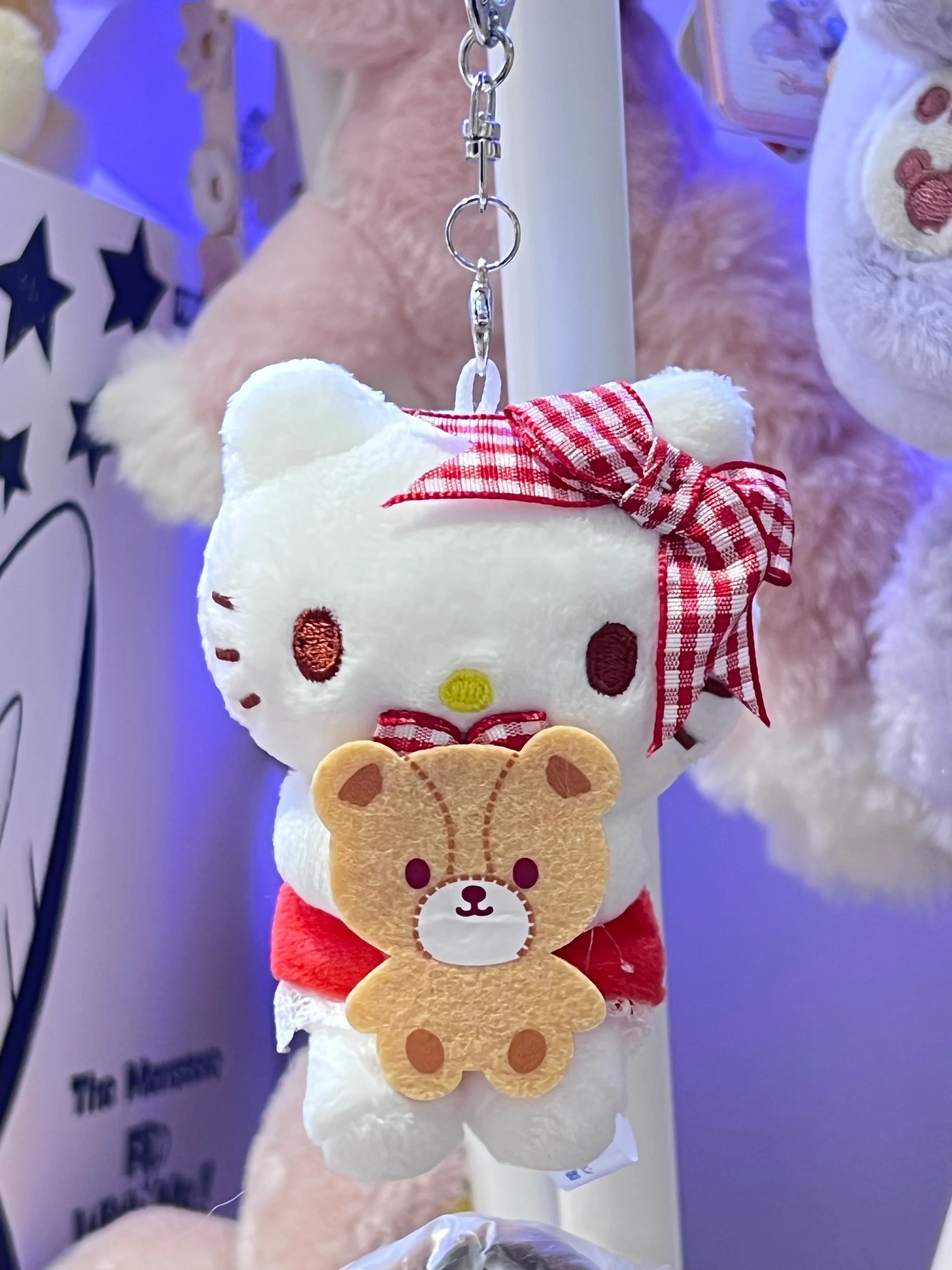 Japan Sanrio Hello Kitty With Bear Plush Keychain Blu Gift Shop