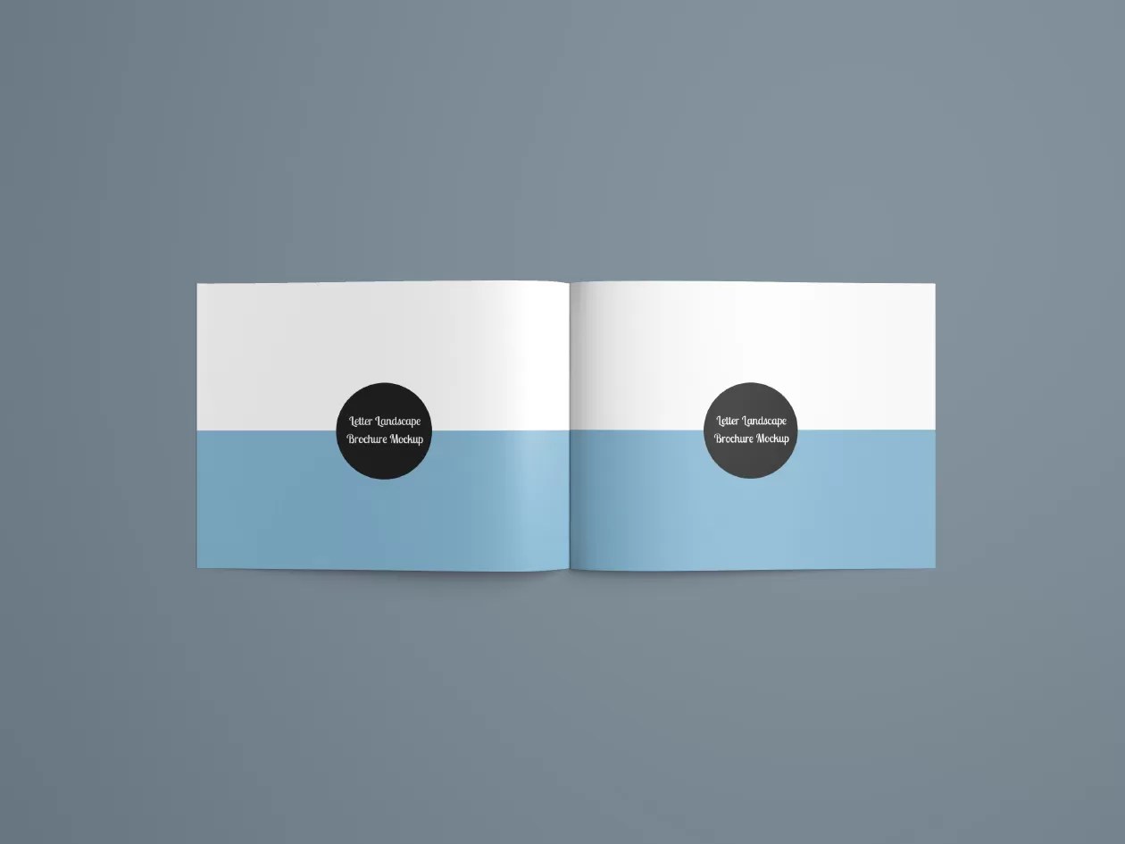 Blank torn photo frame with soft shadows and scotch tape isolated on white paper background. Letter Landscape Brochure Mockup