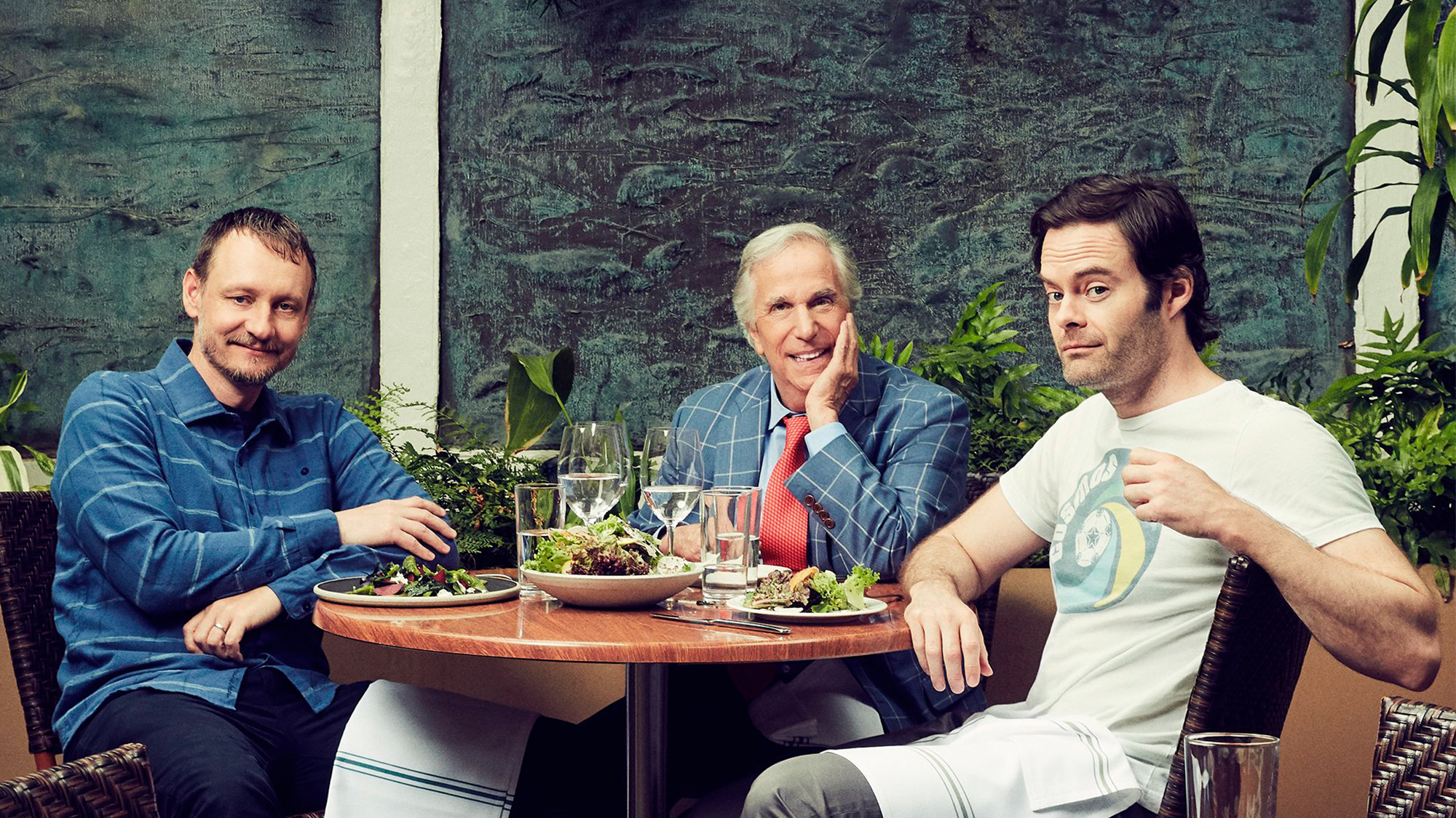 Alex Berg, Bill Hader, and Henry Winkler featured in The Hollywood Reporter. Photographed by Christopher Patey.