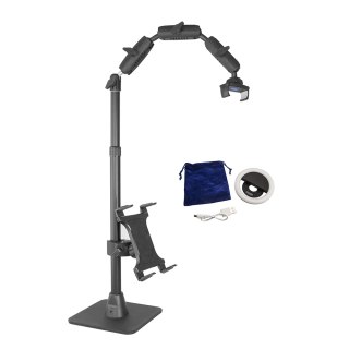 ARKON Mounts - Kit completo de soporte para teléfono – Soporte de mesa ajustable para teléfono celular y soporte para tablet con anillo de luz – Soportes profesionales para filmación horizontal o vertical