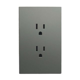 Placa Luxury APL-404 Artlite, Contacto Doble, Policarbonato + Hierro Galvanizado, 15A, Gris Oxford, Materiales de Alta Calidad, Skin Feel