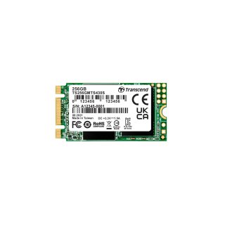 Transcend 256 GB MTS430S M.2 2242 SATA III SSD, Unidad Interna de Estado sólido, Compatible con portátiles y PC de computadora, caché Dram, Llave B+M, hasta 530/400 MB/s - TS256GMTS430S