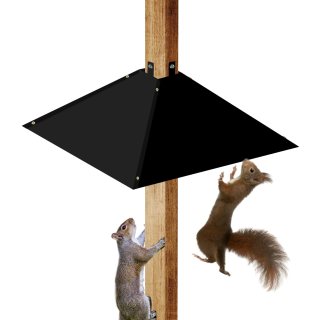 Bafle de ardilla de metal para deflector de poste de 4.3 x 4.3 pulgadas para poste de comedero de pájaros, 15 pulgadas exterior, protector de ardilla, tapón de serpiente, color negro