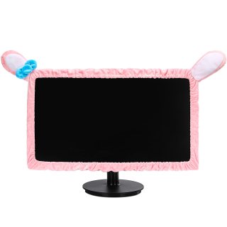 Remagr - Funda para monitor de computadora de 20 a 29 pulgadas, con orejas de conejo, elástica, protector de polvo, color rosa, accesorios para laptop, TV, visualización LCD, decoración para tablet