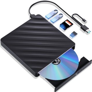 Unidad Blu Ray externa 5 en 1, reproductor de Blu Ray portátil con USB 3.0 tipo C, grabadora de CD DVD 3D Blu Ray con puerto SD/TF, unidad Blu Ray compatible con Windows Laptop Desktop (versión