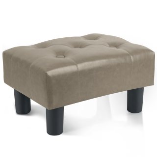 Poofzy - Taburete pequeño otomano, reposapiés de piel sintética con piernas, reposapiés rectangular otomanos para sofá, sala de estar y entrada (gris)