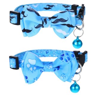 Telooco - Paquete de 2 collares de gato con campana separable con hebilla de seguridad extraíble, collar de gatito ajustable de 7.8 a 12 pulgadas, para niños y gatos (azul)