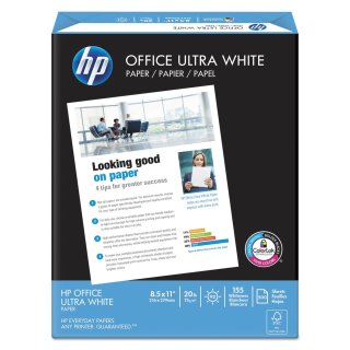 HP Office Ultra White, 20lb, 8 1/2 x 11, 92 Bright, 500 Sheets/1 Ream (112101)
