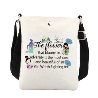 Regalos de princesa para mujer, bolsa cruzada de princesa princesa para abanico de flores, regalos de princesa para películas inspiradas en una pena luchar, Blanco