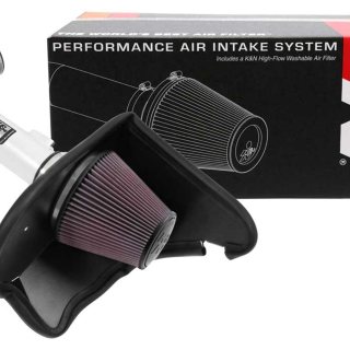 K&N Kit de admisión de aire frío con filtro de aire lavable: 2016-2019 Chevy Camaro, 3.6 l V6, filtro de aceite acabado de metal pulido con rojo, 69-4535TP