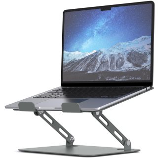 SOUNDANCE Soporte para computadora portátil con base pesada estable, altura ajustable multiángulo, soporte elevador de metal ergonómico, elevador de montaje plegable, compatible con computadora de PC de 10 a 15.6 pulgadas, gris