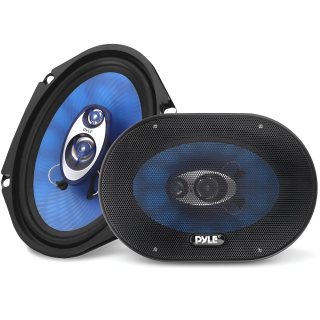 Pyle Bocinas para Coche de 6 x 9 (par) Cono de inyección de Poliuretano Azul, 4 vías, 400 Watts, Respuesta de frecuencia de 50 a 20 kHz, impedancia de 4 ohmios y Bobina de Voz ASV de 1.25 Pulgadas.