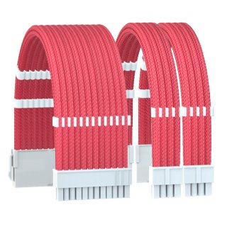 Formulamod - Kit de extensión de cable PSU de fuente de alimentación, 18 AWG con funda 1 x 24 pines ATX/2 x 8 (4+4) pines EPS Cable Extensión PC, 11.8 pulgadas con peine de cable (rosa, WTP)