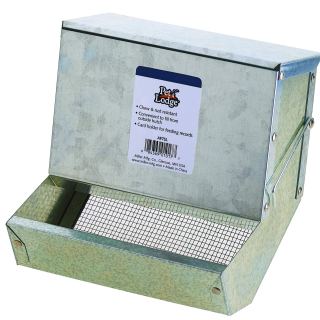 Pet Lodge® - Alimentador de animales pequeño con tapa y parte inferior de tamiz | Alimentador de gravedad para exteriores para conejos, hurones y otros animales pequeños, resistente y duradero
