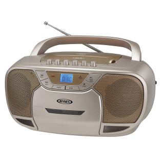 Jensen CD-590-C CD-590 - Reproductor de CD y casetes estéreo portátil de 1 vatios con Radio Am/FM y Bluetooth (champaña)