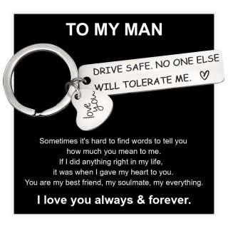 Regalos para él - Aniversario, cumpleaños, regalos para el día de San Valentín para él, hombres, novio, novio, marido, llavero romántico de amor para hombres, accesorios de llavero de conducción para