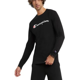 Champion Herren Classic Long Sleeve, Standard Fit, Script & C Logo, Available in Regular and Big & Tall T-Shirt