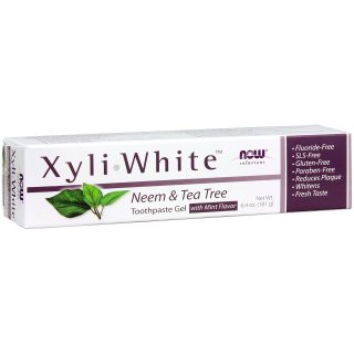 Now Foods - Pasta de Dientes de Xilitol en Gel con Árbol de Té y Neem Sabor Menta 181G