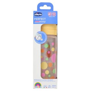 Chicco Biberón Perfect Easy 300 ml Flujo Rápido Amarillo Previene Cólicos Libre de BPA