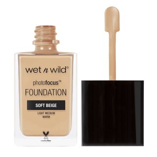 Wet n Wild Base de Maquillaje Photo Focus Tono Soft Beige Acabado Mate para Piel Grasa, Alta Cobertura,Compatible con Primer, Corrector y Polvo Compacto, Vegana y Libre de Crueldad, Fórmula Ligera de Larga Duración a Prueba de Agua y Sudor, resistente a transferencias