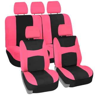 FH GROUP FB030PINK115-SEAT Bucket Seat Cover and Bench Cover (Full Set Airbag Compatible with Split Bench Pink)